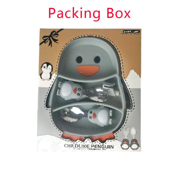 OEM Silicone Baby Feeding Set Penguin Shape Food Grade With Spoon