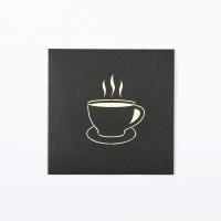 O copo de café 3D estala acima o cartão com o ODM branco do tamanho do envelope 148×210mm