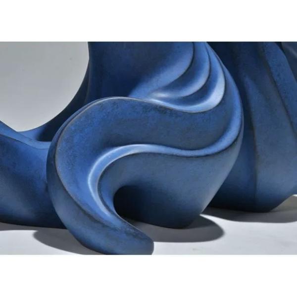 Gray Blue Resin Art Sculpture Abstract Indoor Floor Statues Square Indoor Table Decoration