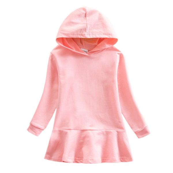 Das crianças feitas sob encomenda do vestido do algodão das meninas da roupa do vestido das crianças vestido encapuçado da camiseta