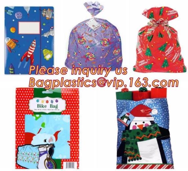 Set of 3 60x72 Christmas Gift Bags Jumbo/Giant Bike Bag,LDPE christmas red sack plastic jumbo bike/bicycle gift bag