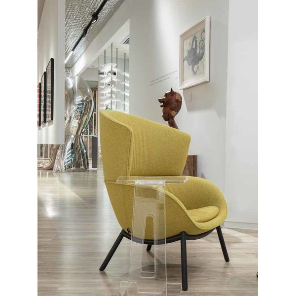 Curved Commercial Lounge Chair High Back Modern Fabric Accent Chair For Hotel Office
