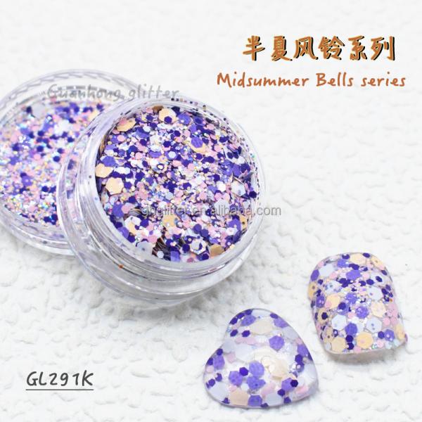OEM Shiny Chunky Polyester Christmas Glitter Mix Powder Solvent Resistance Midsummer Bells