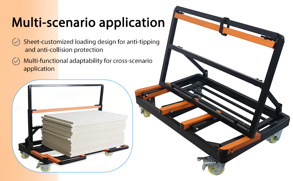 3000 Lbs Heavy-Duty Drywall Cart With Adjustable Panel Rack | Rolling Glass, Plywood & Sheetrock Dolly For Warehouse, Garage & Construction