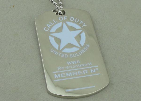 Army Personalised Dog Tags , Die Casting Zinc Alloy Dog Tag Nickel Plating