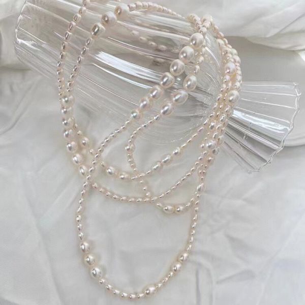 2025 New Fashion Necklace Irregular Size Pearl Baroque Long Multi-layer Jewelry Wholesale