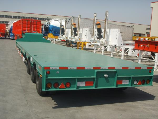 Drop Deck Low Flatbed Trailer For Vessels Transport , Flat Bed Semi Trailer