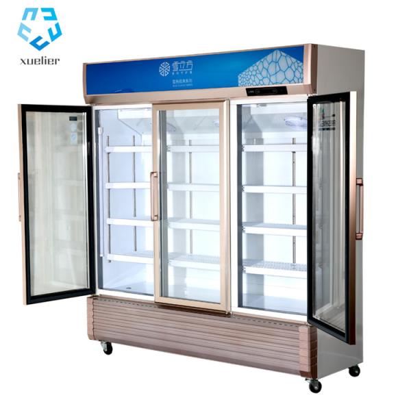 Three Door Juice Glass Door Display Freezer Fan Cooling 1138L