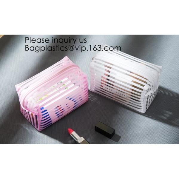 Clear Zipper Pouch with Strap Makeup Bag PVC Cosmetic Pouch,Printing Clear Zip lockk Cosmetic PVC Pouch, bagease, bagplast