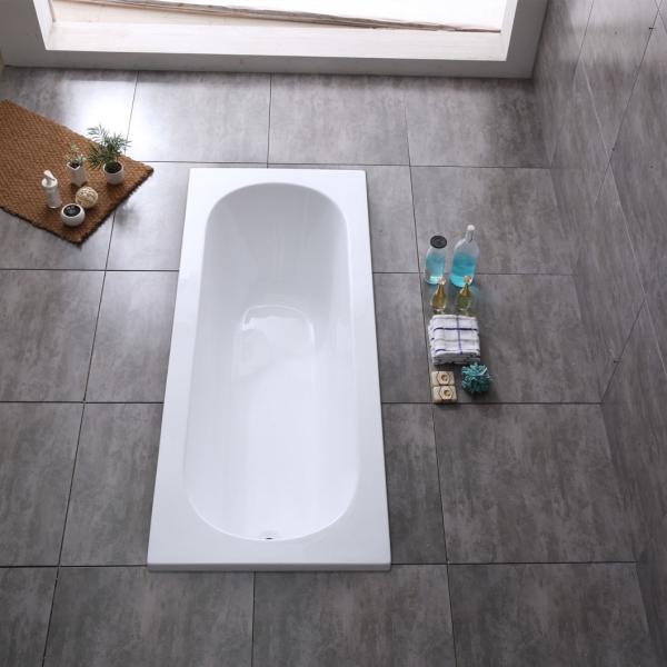 End Drain Location Rectangle Acrylic Bathtub Without Antislip Design for UK Model