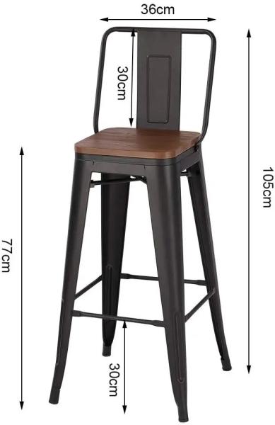 Industrial Vintage Bar Stools With Backs / Commercial Metal Bar Stools