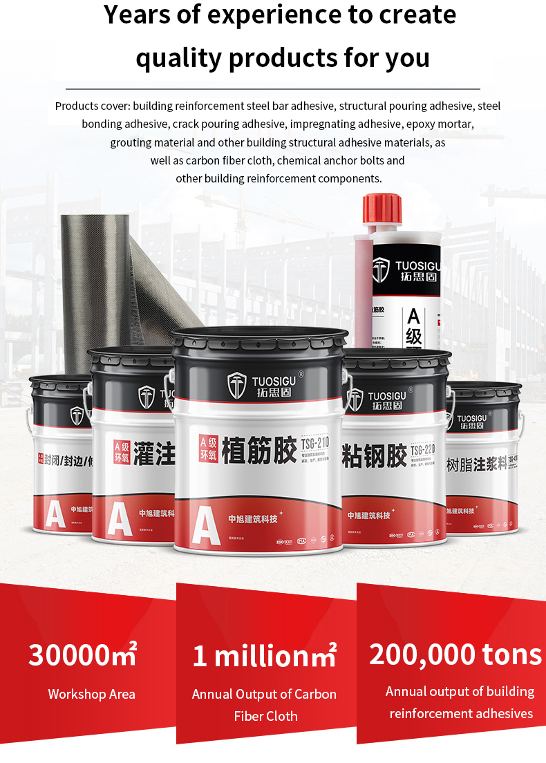 High Quality Grade-A Epoxy Carbon Fiber Cloth Adhesive Carbon Fiber Reinforced Epoxy CFRP Epoxy for Construction Reinforcement