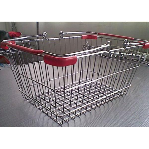 Steel Supermarket Hand Shopping Basket / Hand Held Shopping Baskets Storage
