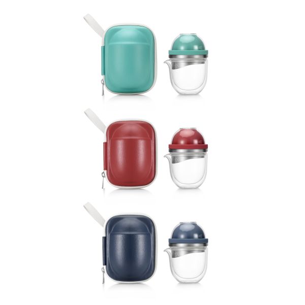 New Portable Travel Tea Cup Set Heat Resistant Borosilicate Glass Tea Pot Transparent Unbreakable Teapot With Gift Box Packing