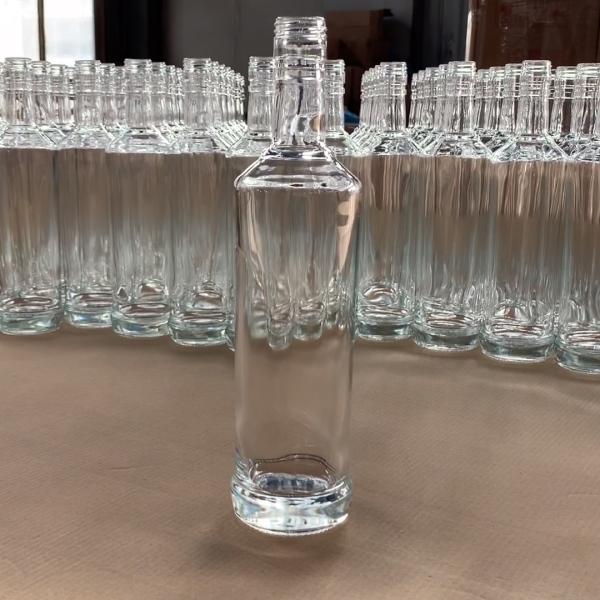 375ml 500ml 750ml 1000ml Glass Cork Top Screw GPI Top Cap Round Whiskey Vodka Brandy Spirits Bottles