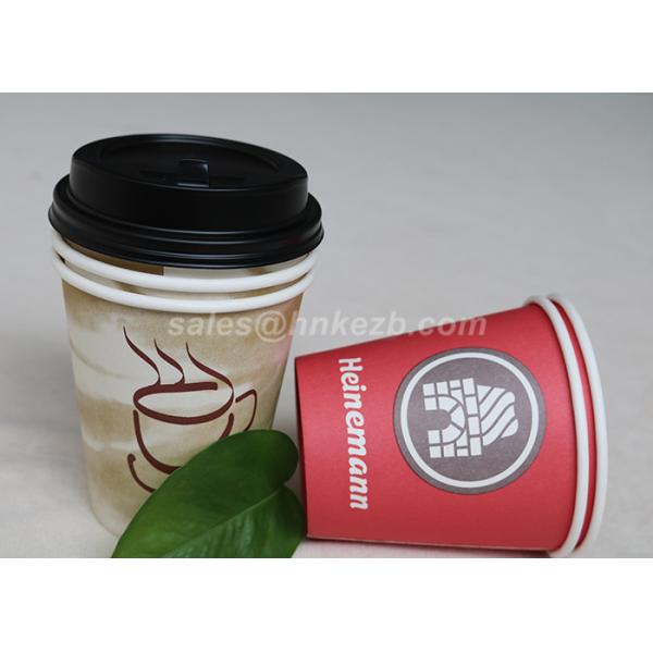 Takeaway Disposable Paper Cups With Lids , Custom Printed Paper Coffee Cups