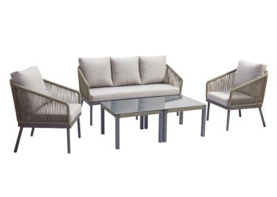 4 PCS UV Resistant Outdoor Rope Sofa Garden Furniture Sets