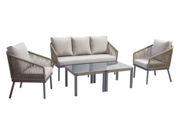 4 PCS UV Resistant Outdoor Rope Sofa Garden Furniture Sets