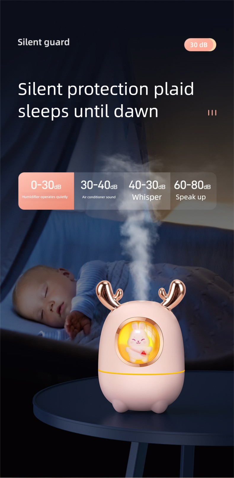 Custom Brand Compact Ultrasonic Silent Air Humidifier USB Powered For Home Or Office