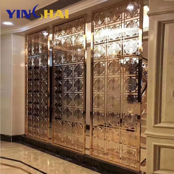 Hotel Room Stainless Steel Screen Partition Multifunctional Gold Metal Room Divider