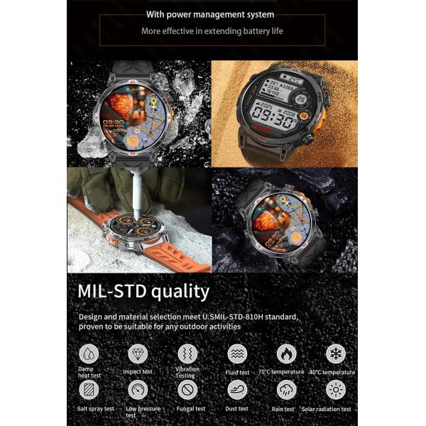 3ATM Waterproof GPS Sport Smart Watch , Fitness Tracking Smartwatch BT Call