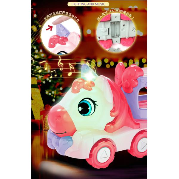 Friction Power Transport Carrier Truck Pull Back Unicorn Car for 18M Kids Boys No Battery