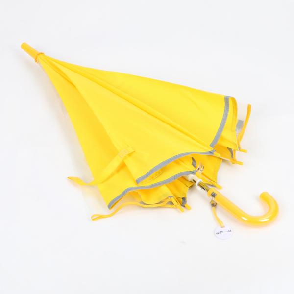 Yellow Kids Rain Umbrella With One POE Clear Window Children'S Sun Umbrella