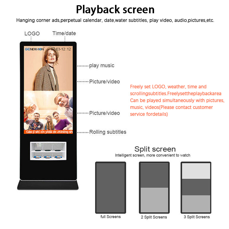 55 Inch Digital Signage Kiosk with Wireless Charging Station and Industrial A+ Grade LCD Panel