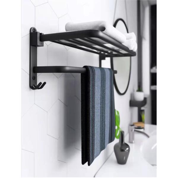 Modern Design Black Towel Rack Bathroom Set Accessories Flexible Installation Advantage
