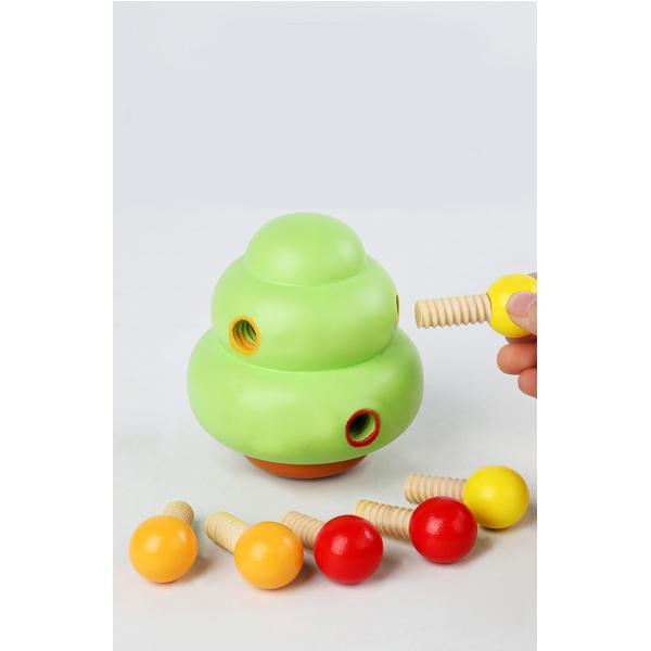 Early Childhood Development Nut Tree Disassembly Screw Wooden Toy ISO9001