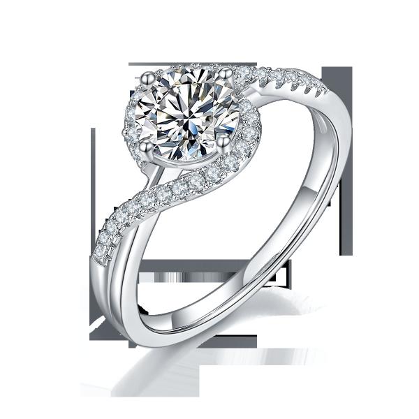 Простое обручальное кольцо свадьбы извива ленты Moissanite отрезка круга безграничности женщин прибытия S925 яркое устанавливая
