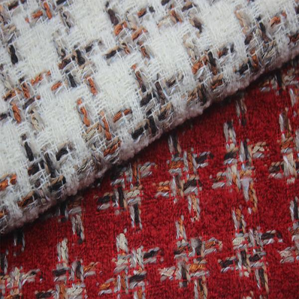 Stock Luxury Yarn Dyed Worsted with Wool Tweed Fabric for Autumn and Winter Dresses Women's Coat Clothing Jack