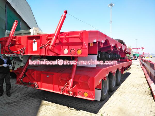 50T / 60T Heavy Duty Semi Trailers 3 Axles Low Bed , FUWA Brand Axle 13T