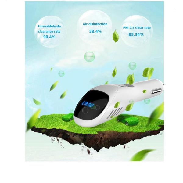 Dual USB Car Charger Air Purifier Ionizer For Eliminator Removers Cigarettes Smoke