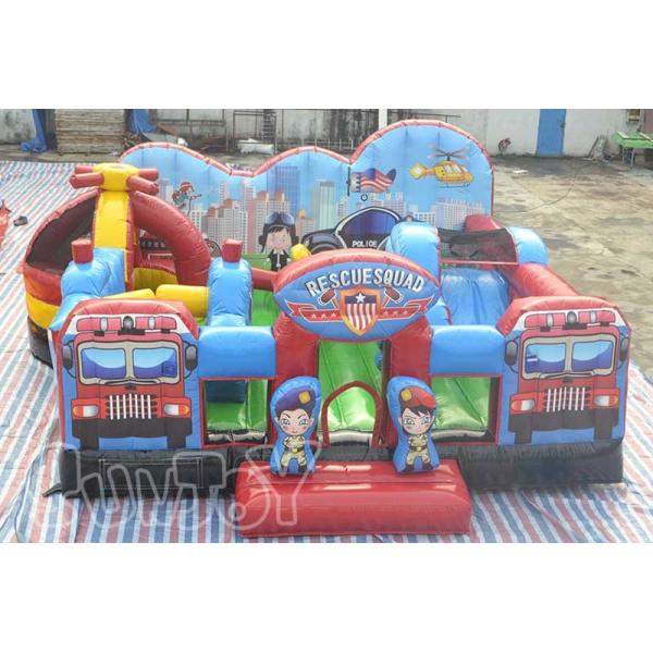 Inflatable Rescue Squad Playground Combo Pvc Inflatable Bouncer Slide Inflatable Castle Slide Combo