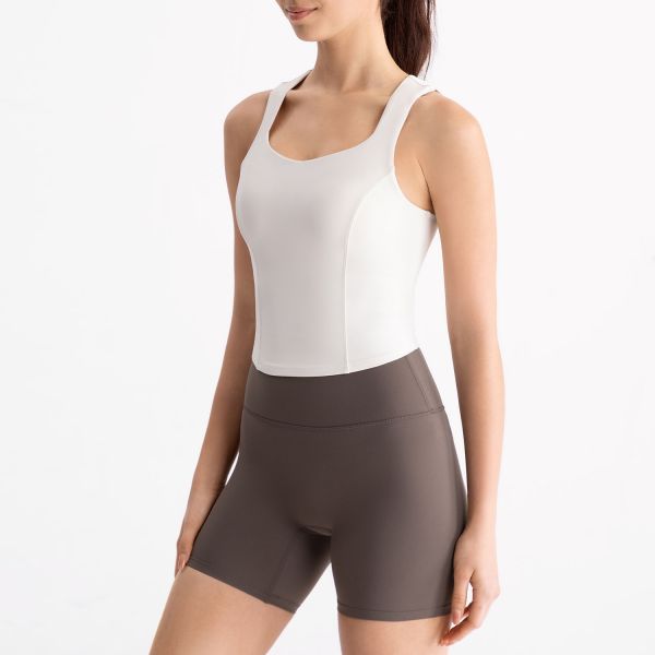 Fuchsia Women's Yoga Tank Top Sleeveless with Sculpting Gray High Waisted Biker Shorts