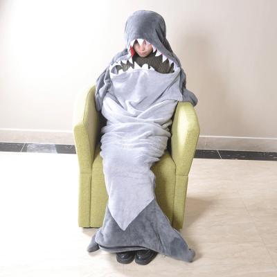 Breathable Animal Tail Blanket Flannel Hoodie Wearable Fleece Throw Blanket