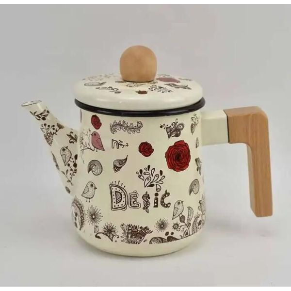 Eco Friendly Japanese Enamel Tea Kettle Simple Portable Teapot 0.6L Customized Logo