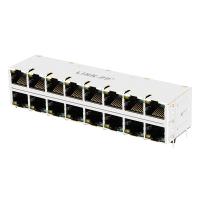 2 x 8 tarjetas PC apiladas puerto del EJE RJ45 blindadas con el finger 0810-2H8R-28 de la EMI