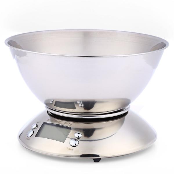 Balance de cuisine numérique multifonctionnelle 5 kg Balance électronique en acier inoxydable pour la pesée des aliments avec grand bol amovible