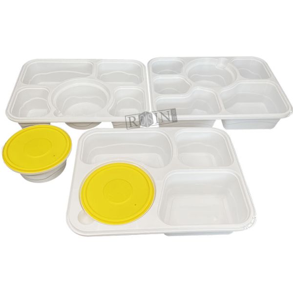 4 5 6 Sections Food Grade Meal Takeout Container Plastic Food Packaging with Soup Bowl
