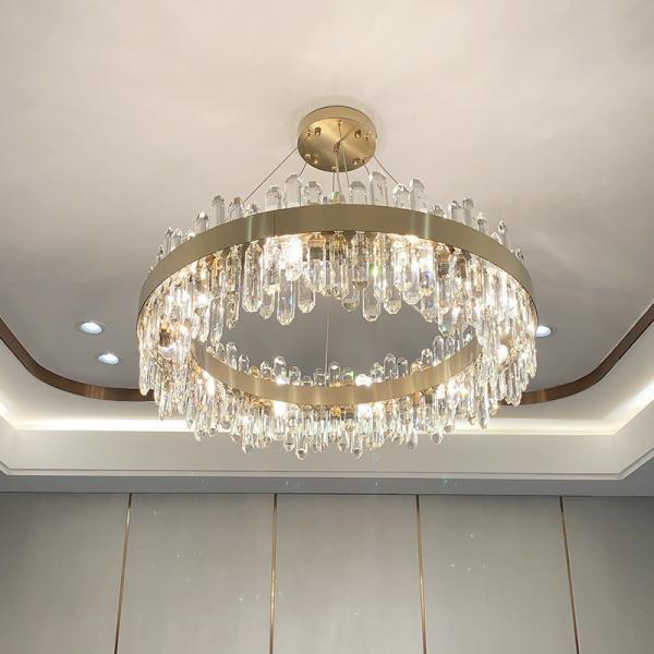 Modern Foyer Round Chandelier Luxury K9 Crystal Dimmable Pendant Lamp Cable Hanging Lamp (WH-MI-305)