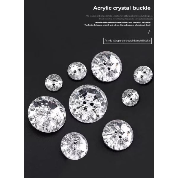 Modern Design Transparent High-End Crystal Glass Buttons Round Two Eyes Acrylic Sofa Decoration for Living Room Hotels Schools