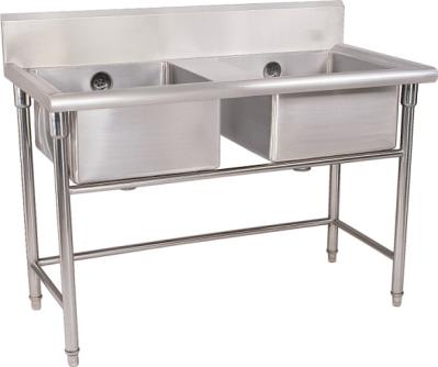 Dissipador dobro de aço inoxidável de prata 1.2mm do compartimento para o restaurante com MDF