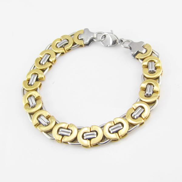 Two-tone stainless steel necklace, Men Bangle Fashion Jewelry Two Tone Stainless Steel Charm Bracelet