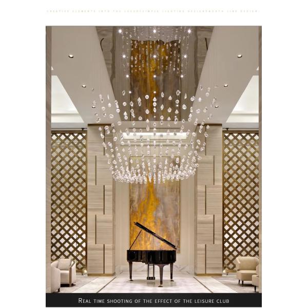 Customized Hotel Lobby Villa Staircase Decoration Modern Ceiling Large Crystal Glass Suspended Chandelier