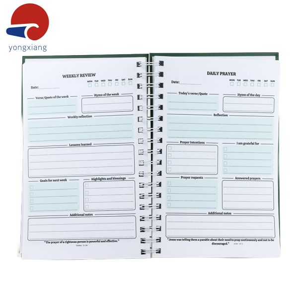 A5 Custom Planner Printing Green Daily Schedule Diary With Spiral Binding
