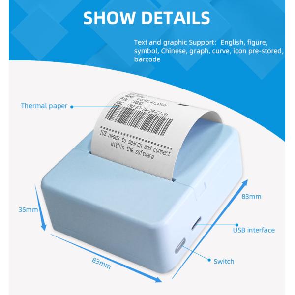 Black Print Speed of 15mm/sec Portable Mini Printer for Children's Raffle Tickets