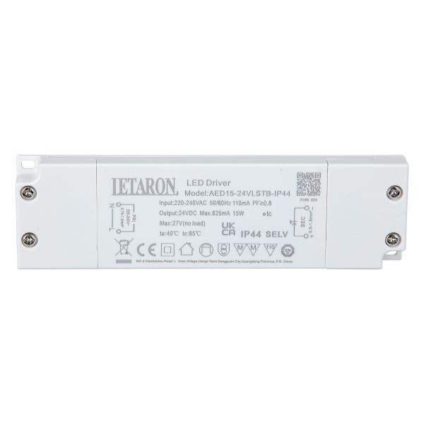 Bathroom Cabinet LED Driver IP44 , Transformer LED Strip Light Driver 24v 15w