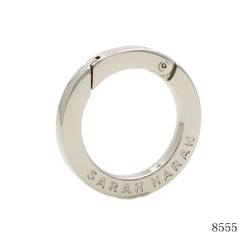 Keychain Round Carabiner 1 Inch Flat Silver Custom Spring O Ring Clasp With Logo